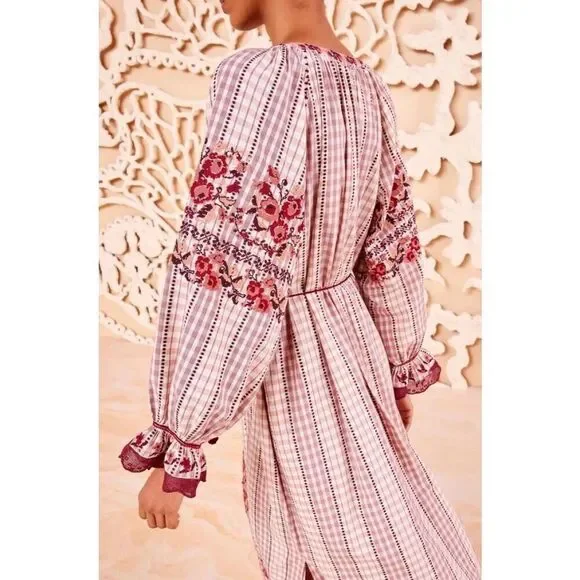 ULLA JOHNSON Filia Plaid Dress in Madras New With Tags Size 6